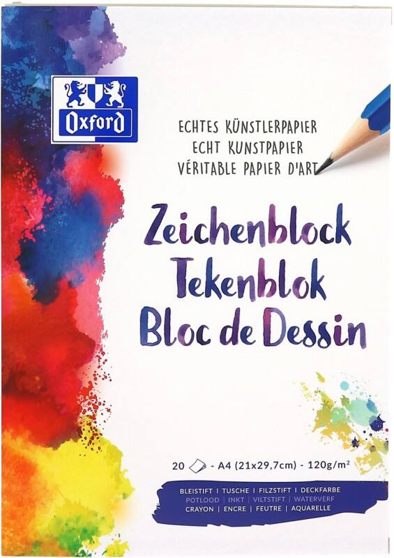 OXFORD Tekenblok Wit Blanco geperforeerd A4 21 x 29,7 cm 40 pagina’s