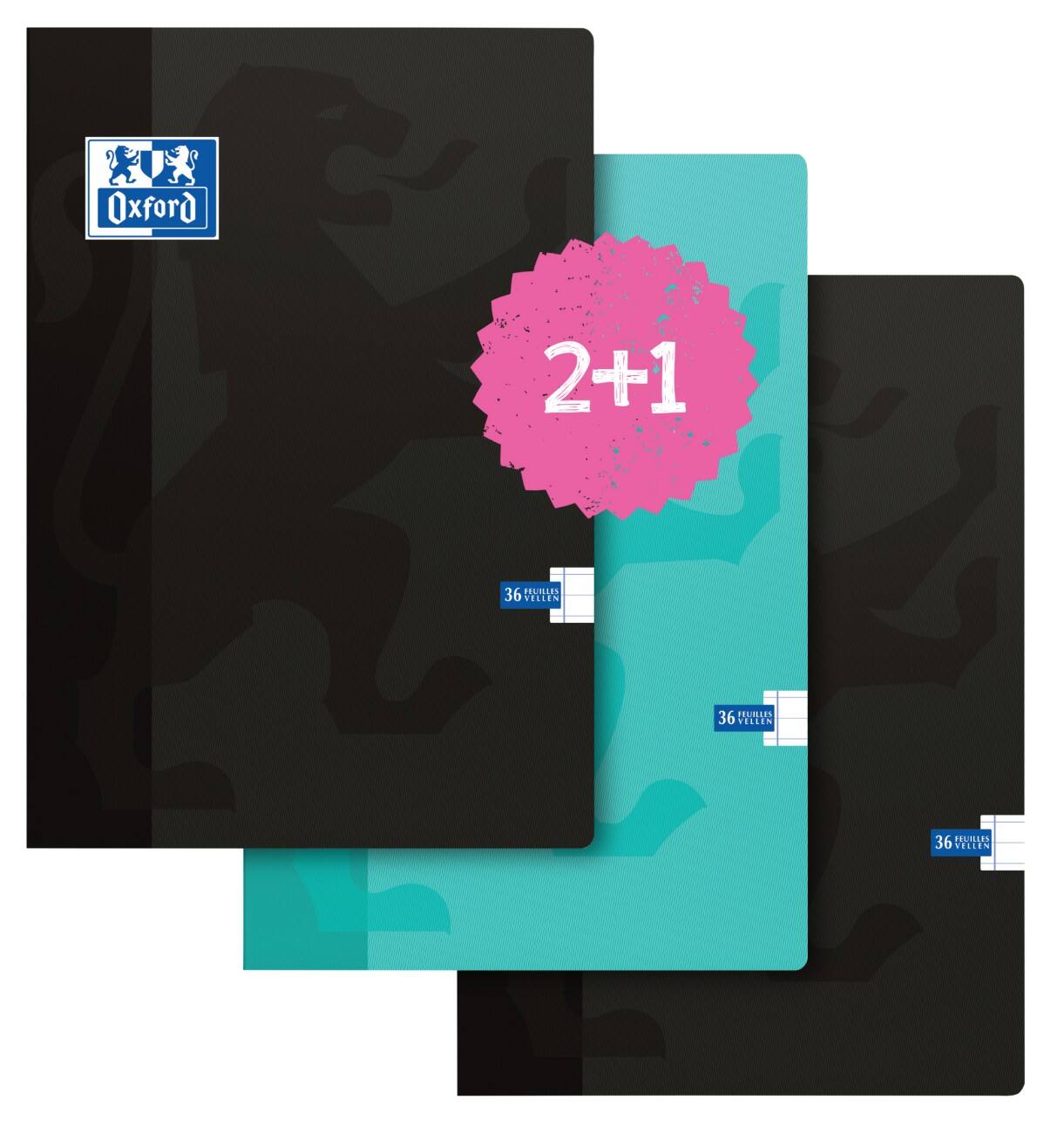 OXFORD Schrift Blauw, Zwart Gelinieerd A4 21 x 29,7 3 stuks