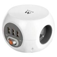 ewent Stekkerdoos met USB Poorten EW3952 3 Belgische stopcontacten 1,5 m Zwart