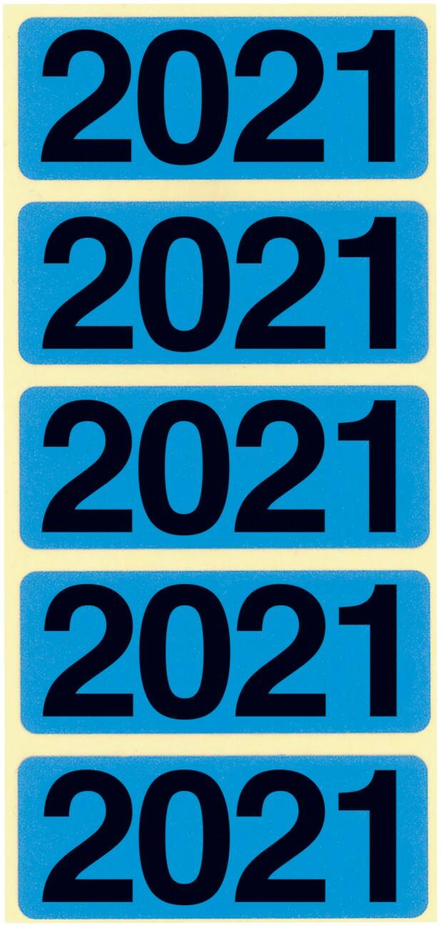 Bene Etiketten Jaar 2021 Blauw 48 x 19 mm 100 Stuks