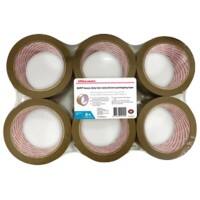 Office Depot Industriële Verpakkingstape Low Noise 50 mm x 66 m Bruin 6 Stuks