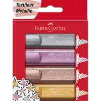 Faber-Castell Metallic TL 46 tekstmarker multikleur lijnbreedte 1 mm, 2 mm, 5 mm 4 stuks