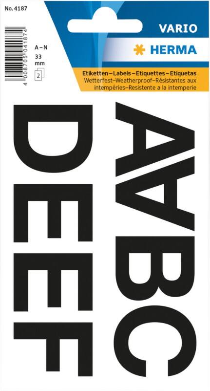 HERMA Letteretiketten 4187 Klevend Zwart 33 mm  2 Vellen à 8 Etiketten