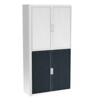 Paperflow Roldeurkast PP (Polypropeen) 4 Planken Afsluitbaar 1.100 x 415 x 2.040 mm Wit, zwart