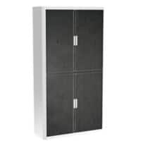 Paperflow Roldeurkast PP (Polypropeen) 4 Planken Afsluitbaar 1.100 x 415 x 2.040 mm Wit, zwart