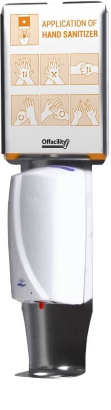 Handdesinfectiemiddel dispenser met sensor Navulbaar Incl. A4 infopaneel 1 L Wit, zilver