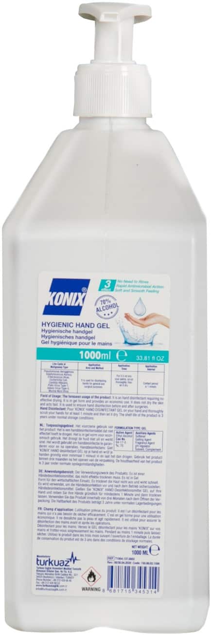 KONIX Desinfecterende handgel Transparant 1L