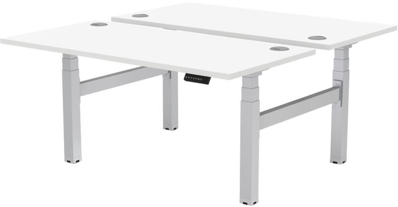Fellowes Cambio Elektrisch Hoogteverstelbaar Zit-sta-bureau Rechthoekig Wit T-Voet 1.699 (B) x 1.470 (D) x 1.305 (H) mm MDF (Medium-density fibreboard), PVC (Polyvinylchloride), Staal