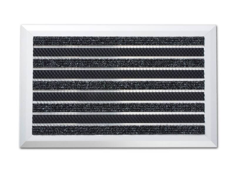 PROFESSIONAL LINE Entreemat met tapijtinleg, Optimum Aluminium, grove vezel Antraciet, zilver 600 x 390 mm