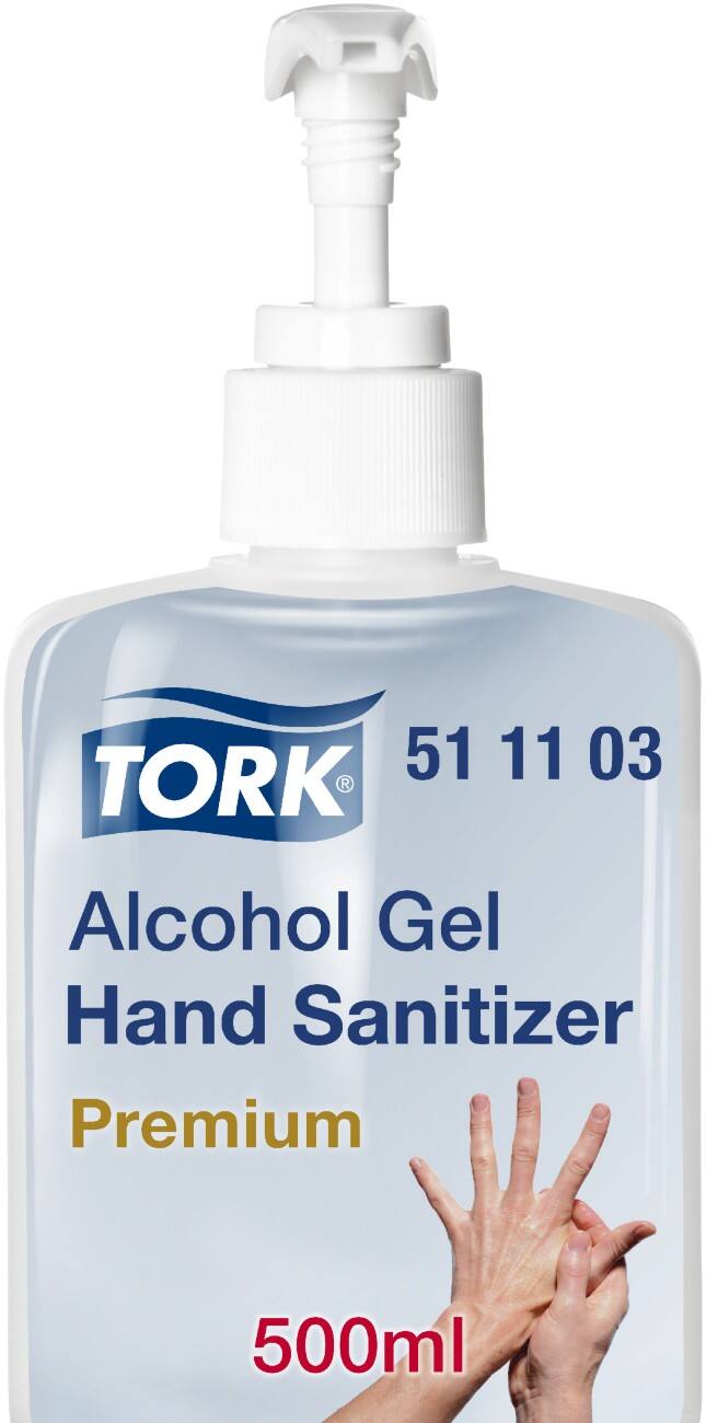 Tork Desinfectiegel voor de handen - 511103 - Desinfectiemiddel voor de handen in vrijstaande pompdispenser - Premium kwaliteit 12 x 500 ml