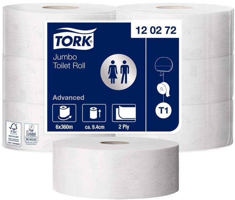 Tork Jumbo Toiletpapier T1 2-laags 120272 6 Rollen à 1800 Vellen