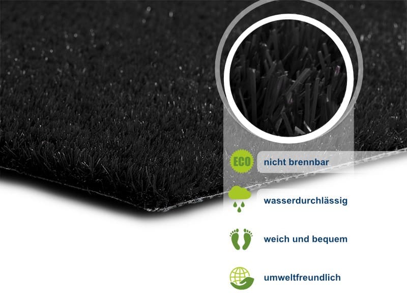 Casa Pura Premium Color Kunstgrastapijt PE (polyetheen) Zwart 100 x 300 cm