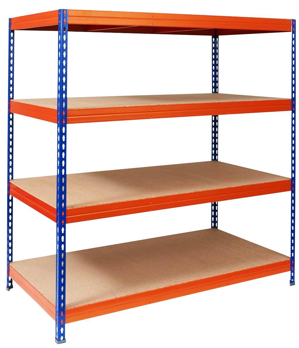 MAMMUT Stellingkast 4 legborden Blauw, oranje 1.500 x 600 x 2.000 mm