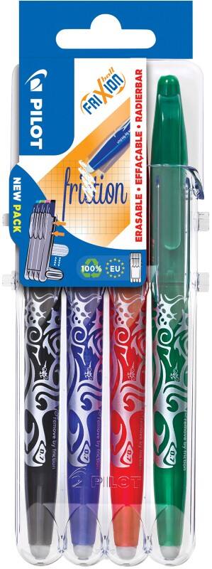 Pilot FriXion Ball Balpen Kleurenassortiment 0,35 mm Medium Kegelvormig Navulbaar 50% Gerecycled 4 Stuks