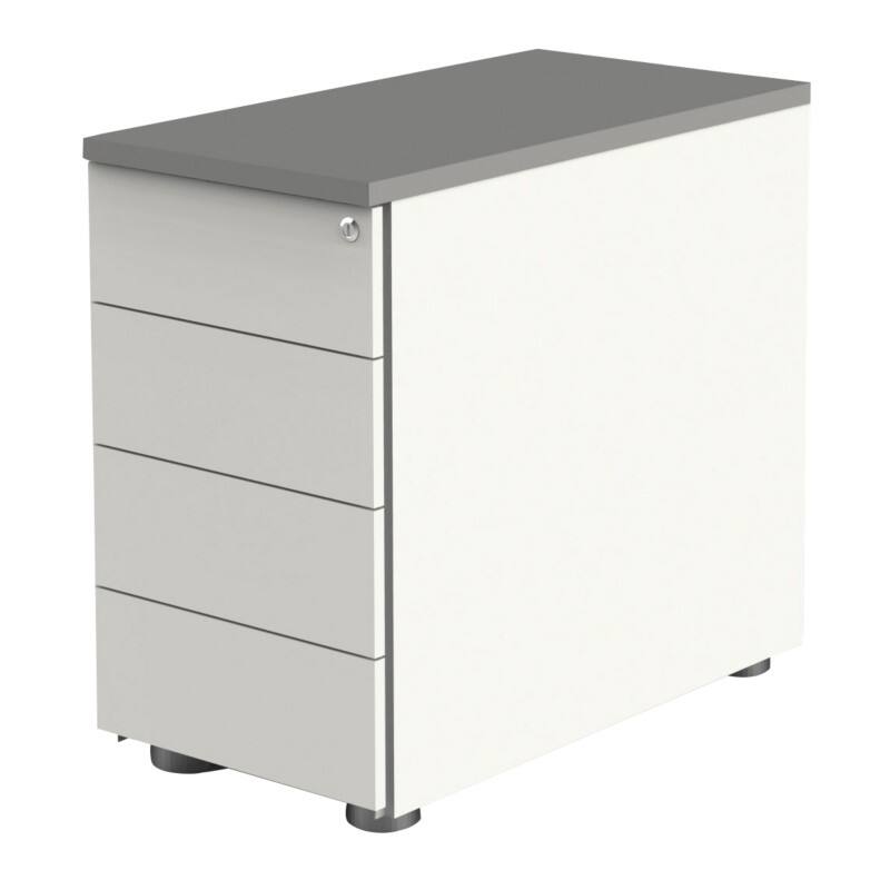 Kerkmann Hout Bureauladeblok 4 Lades Afsluitbaar 430 x 800 x 760 mm Grafiet, wit