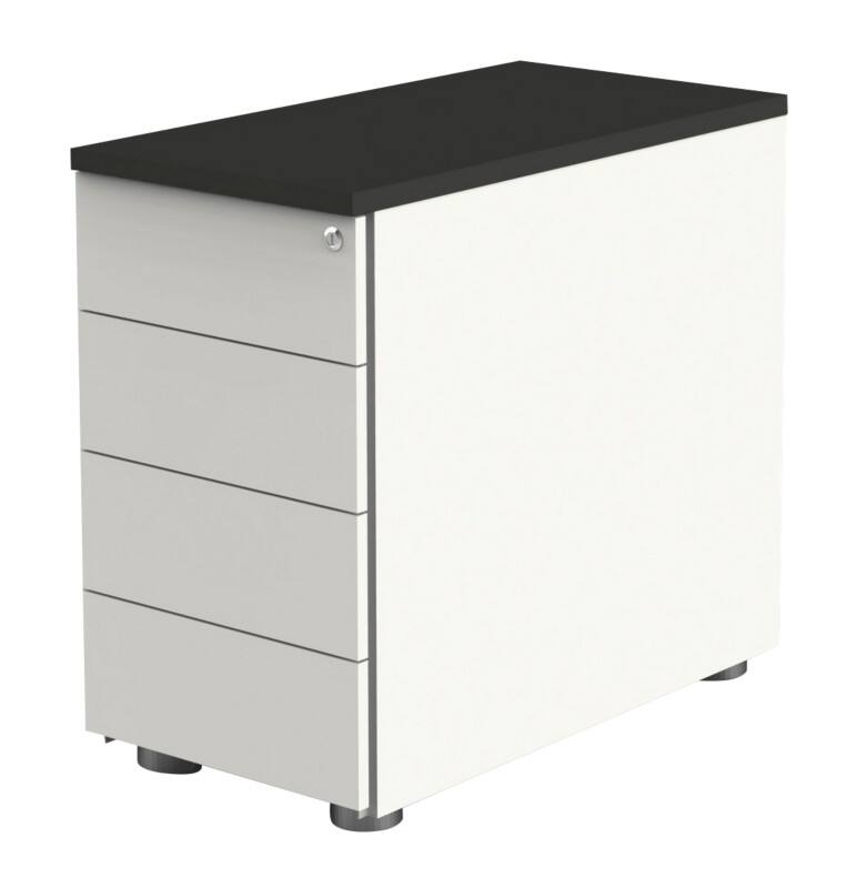 Kerkmann Hout Bureauladeblok 4 Lades Afsluitbaar 430 x 800 x 760 mm Antraciet, wit