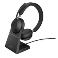 Jabra Evolve2 65 Draadloos Stereo Headset met Oplaadstandaard Over het hoofd Noise Cancelling Bluetooth, USB Type-A met Microfoon Zwart