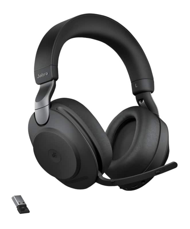 Jabra Evolve2 85 MS Draadloos Headset Over het hoofd Bluetooth, USB Met Bluetooth Active noise-cancelling Met microfoon Stereo Zwart