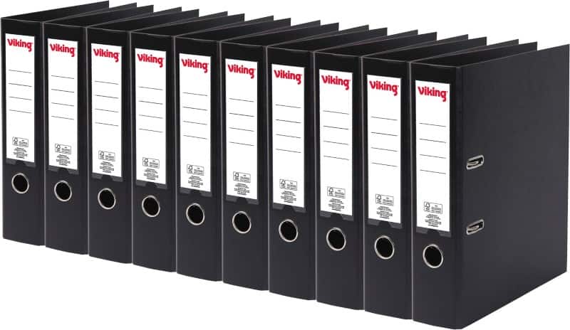 Viking Breed Ordner A4 75 mm Zwart 2 Ringen Kunststof Mat Staand  10 Stuks