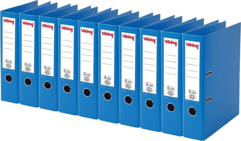Viking Breed Ordner A4 75 mm Blauw 2 Ringen Kunststof Mat Staand  10 Stuks