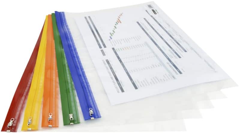 Rapesco Zippi Bags Gripzakken A3 Ritssluiting PP (Polypropeen) 35,5 (B) x 48 (D) x 0,5 (H) cm Kleurenassortiment 5 Stuks