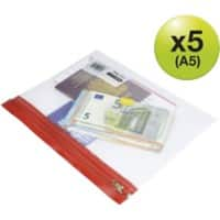 Rapesco Zippi Bags Gripzakken A5 Ritssluiting PP (Polypropeen) 25,5 (B) x 1,3 (D) x 19 (H) cm Kleurenassortiment 5 Stuks