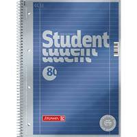 BRUNNEN Student Premium Notitieboek A4 Gelinieerd Spiraal gebonden Karton Blauw Geperforeerd 160 Pagina's 80 Vellen