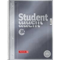 BRUNNEN A4 Student Premium Collegeblok Grijs Kartonnen kaft Gelinieerd 80 Vellen