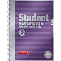 BRUNNEN Student Premium Notitieboek A4 Gelinieerd Spiraal gebonden Karton Violet Geperforeerd 100 Pagina's 50 Vellen