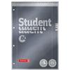 BRUNNEN Student Premium Notitieboek A4 Geruit Spiraalbinding Bovengebonden Karton Grijs Geperforeerd 160 Pagina's 80 Vellen