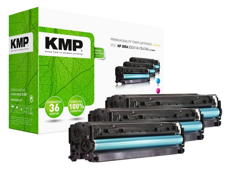 KMP Compatibel HP 305A Tonercartridge CF370AM Cyaan, Magenta, Geel Multipak 3 Stuks