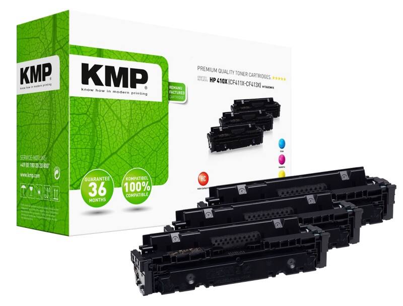 KMP Compatibel HP 410X Tonercartridge CF252XM Cyaan, Magenta, Geel Multipak 3 Stuks