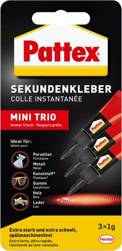 Pattex Secondelijm Permanent Vloeibaar Transparant PSMT3 3 Stuks à 1 g