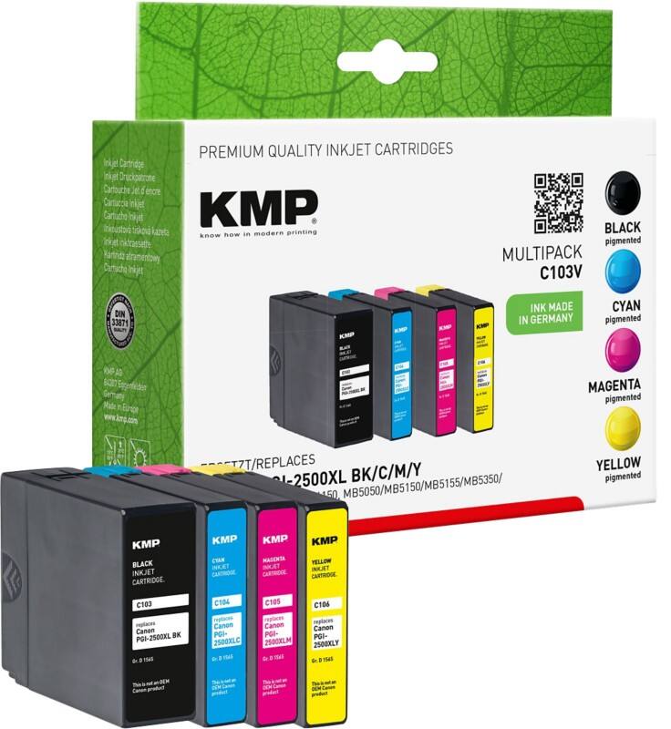KMP Compatibel Canon PGI-2500XL BK/C/M/Y Inktcartridge Zwart, cyaan, magenta, geel Multipak  4 Stuks