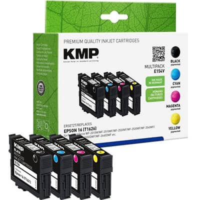 KMP E154V Inktcartridge Compatibel met Epson 16 Zwart, cyaan, magenta, geel Pak van 4 stuks