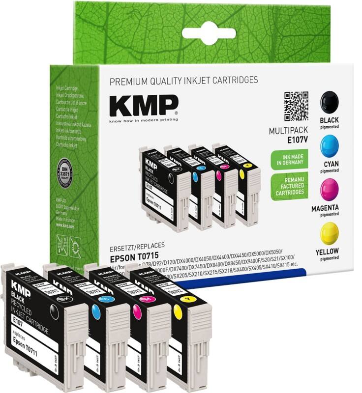 KMP Compatibel Epson Inktcartridge C43T07154010 Zwart, cyaan, magenta, geel Multipack 4 Stuks 
