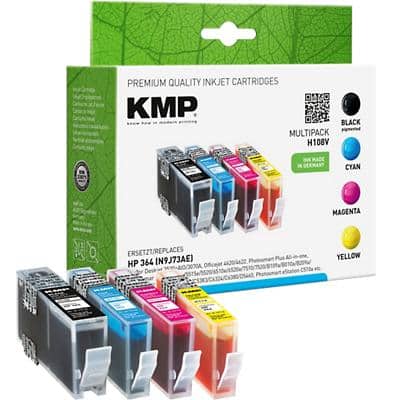 KMP H108V Inktcartridge Compatibel met HP 364 Zwart, cyaan, magenta, geel Pak van 4 stuks