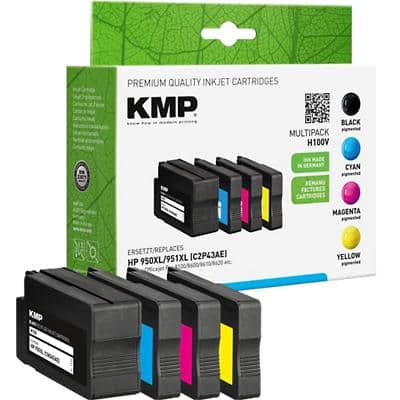 KMP Compatibel HP 950XL / 951XL Inktcartridge C2P43AE Zwart, cyaan, magenta, geel Multipak  4 Stuks