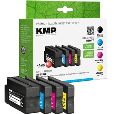 KMP Compatibel HP H166VX Inktcartridge L0S70AE, F6U16AE, F6U17AE, F6U18AE Zwart, cyaan, magenta, geel Multipak 4 Stuks