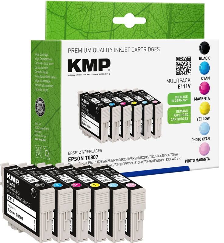 KMP Compatibel Epson Inktcartridge C63T08074010 Zwart, cyaan, fotocyaan, magenta, fotomagenta, geel Multipack 6 Stuks 