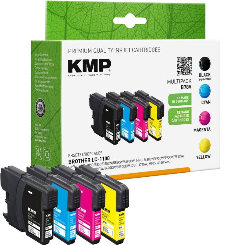 KMP Compatibel Brother LC-1100VALBP Inktcartridge Zwart, cyaan, magenta, geel