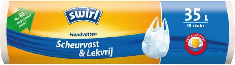 Swirl Vuilniszakken 35 l Draaghandvat Wit PE (polyethyleen) Draaglus 15 Stuks