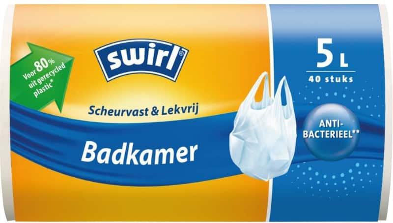 Swirl Vuilniszakken 5 l Bevestiging tape Wit PE (polyethyleen) Draaglus 40 Stuks