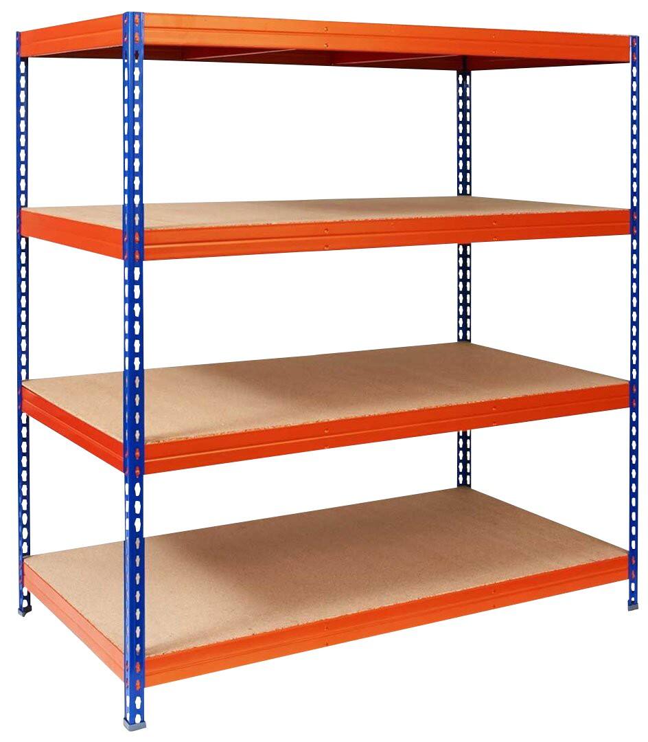 MAMMUT Breedvakstelling 4 schappen Staal 1.800 x 600 x 2.000 mm Blauw, oranje