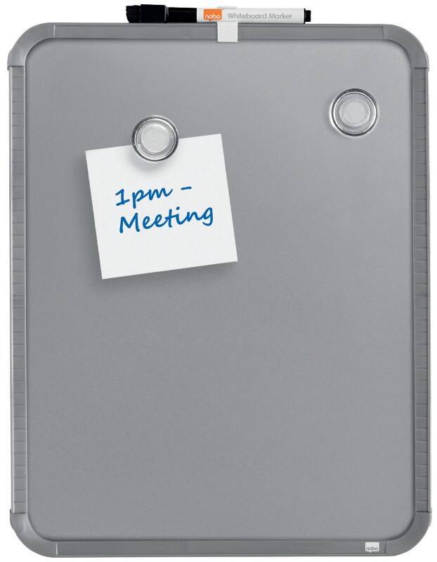 Nobo Mini magnetisch whiteboard kleefstof QB05442CD gelakt staal zilver Slim Frame 280 x 360 mm wit