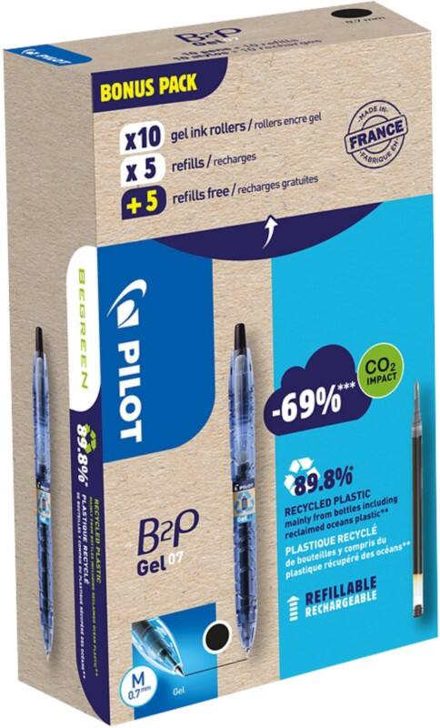 Pilot Intrekbaar Gelpen Zwart 0,4 mm Medium Kegelvormig Navulbaar 89% Gerecycled 20 Stuks