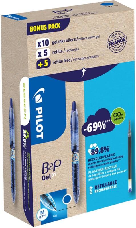 Pilot Intrekbaar Gelpen Blauw 0,4 mm Medium Kegelvormig Navulbaar 89% Gerecycled 20 Stuks