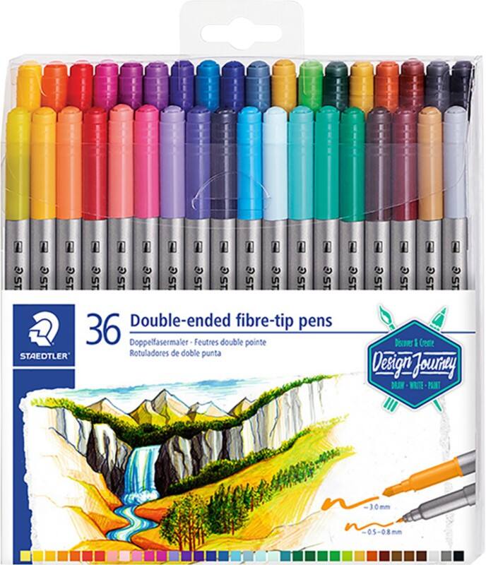 STAEDTLER Design Journey Viltstift 0,5 - 3 mm Breed Kleurenassortiment 36 Stuks