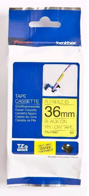 Labeltape Brother TZE-FX661 Zwart, Geel