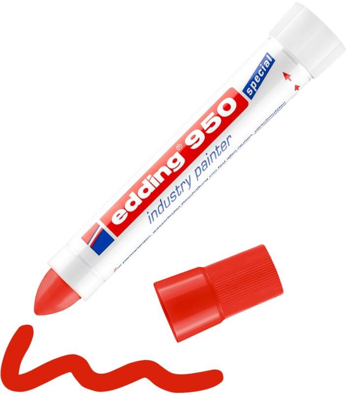 edding Industry E-950 Permanentmarker Extra breed Ronde punt - Rood Waterbestendig